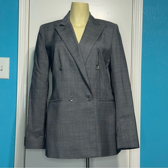 Neiman Marcus Gray Double Breasted Blazer with Notched Lapels 90s Vintage 6 EUC - Picture 1 of 16